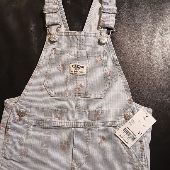 Nwt OshKosh B'gosh Blue Striped Kids Overalls Sz.3 T - Picture 3 of 4